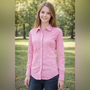 J. Crew Pink Geometric Button Down Shirt
